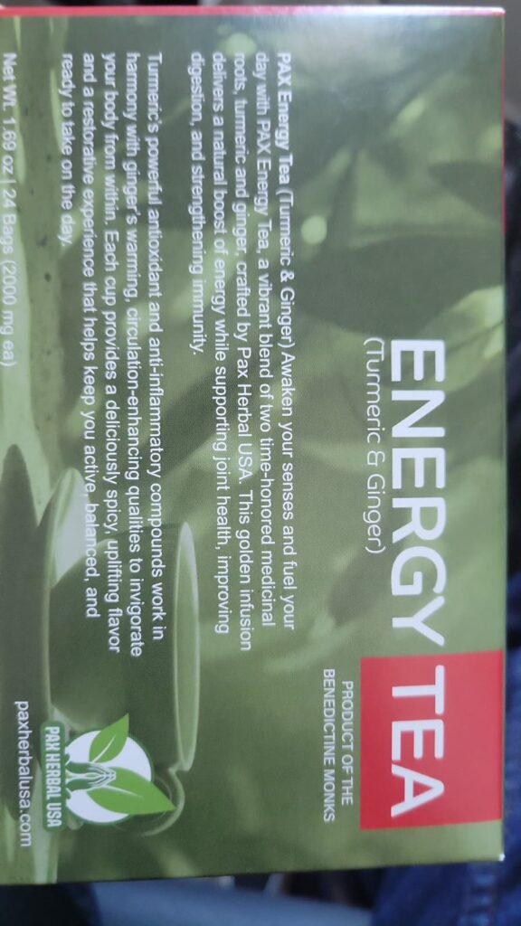 Energy tea blend of ginger and Tumeric from Pax Herbal